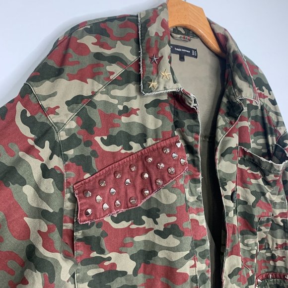 ZARA Studded Distressed Camouflage Military Jacket Sz XS - Picture 6 of 11